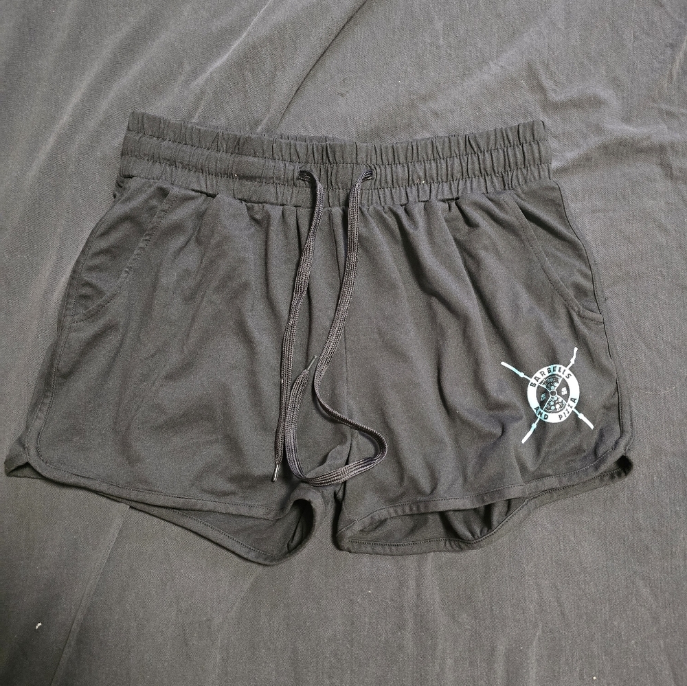 Barbells And Pizza Black Athletic Lounge Shorts